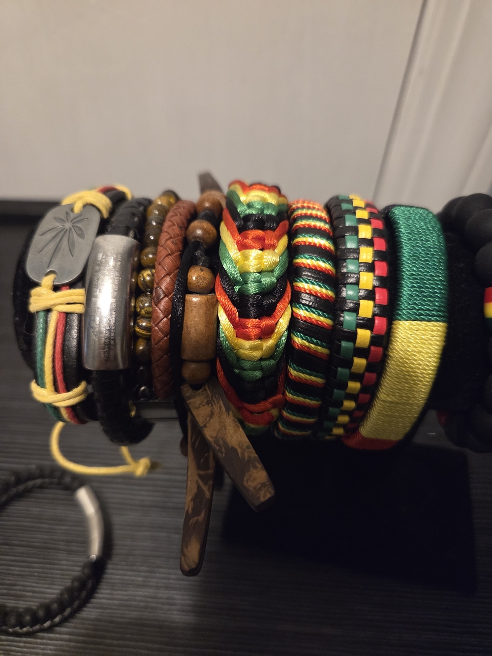 Rasta Color Stack of Mixed Men's Bracelets